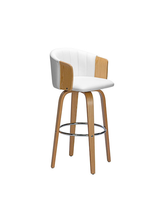 Stool Bar Upholstered with Leatherette Enzo White 49x49x76cm