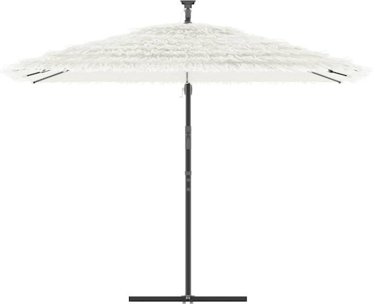 Round Metal Garden Parasol White F2.38xY2.38m