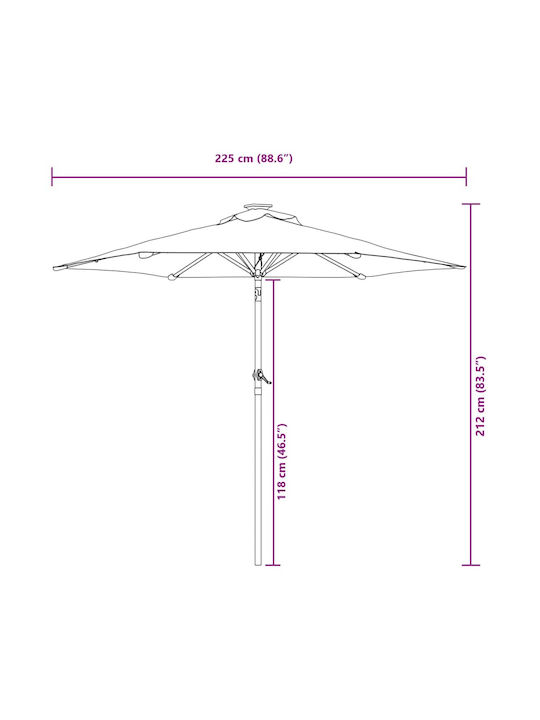 Round Metal Grey Parasol Φ2.12xH2.12m