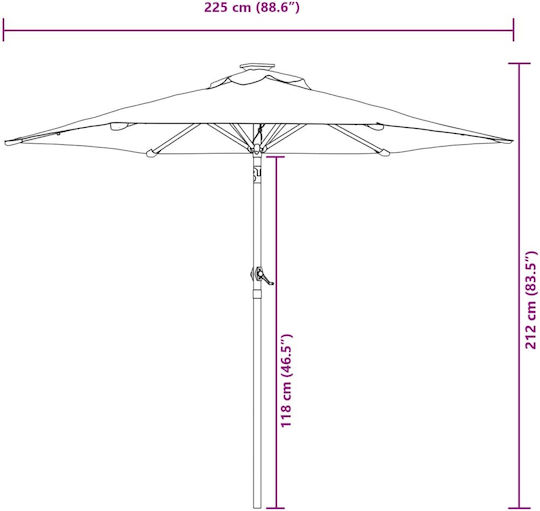 Rundschreiben Metall-Graue Garten- und Terrassen-Sonnenschirm F2.12xY2.12m