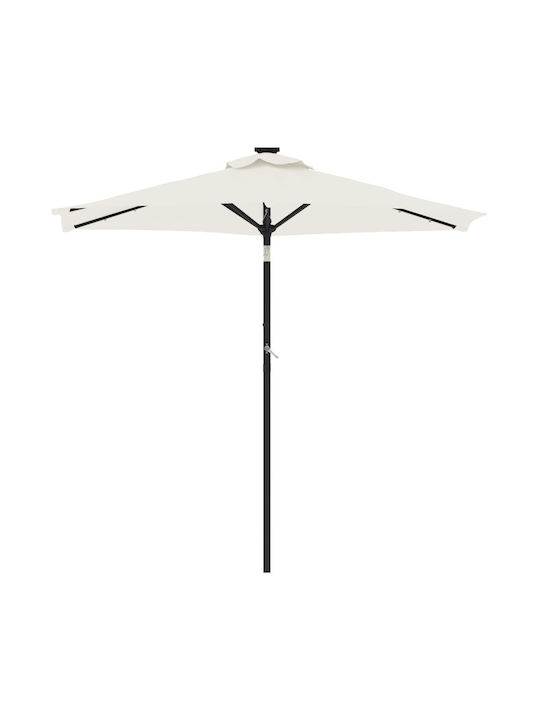 Umbrella Floor Round Metal White with Base & LED Lighting D2.12m