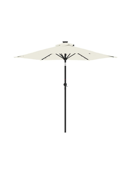 Umbrella Floor Round Metal White with Base & LED Lighting D2.12m