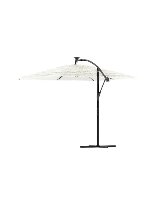 Round Metal White Garden & Terrace Parasol 2.3m