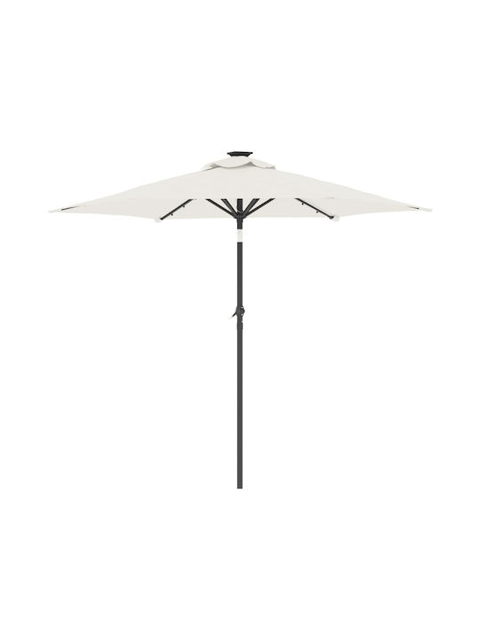 Umbrella Floor Round Metal White with Base & LED Lighting D2.12m