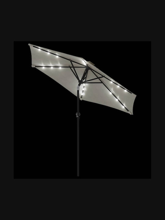 Umbrella Floor Round Metal White with Base & LED Lighting D2.12m