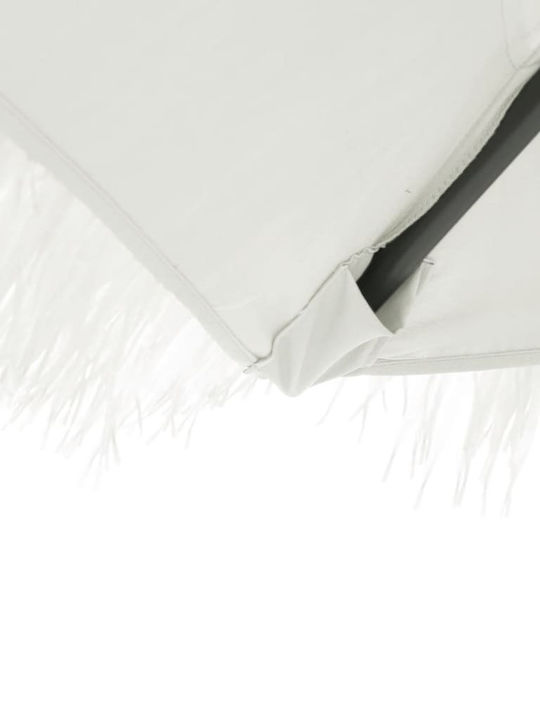 Round Metal White Garden & Terrace Parasol 2.13m