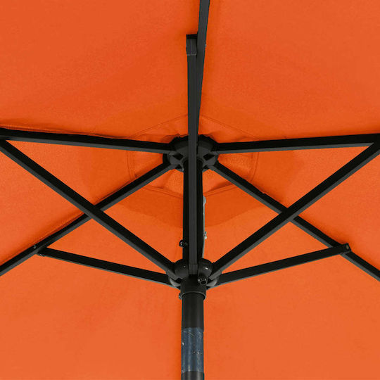 Round Metal Parasol Orange F2.12xH2.12m