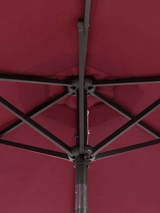 Round Garden Parasol Metal Burgundy 2.12x2.12m
