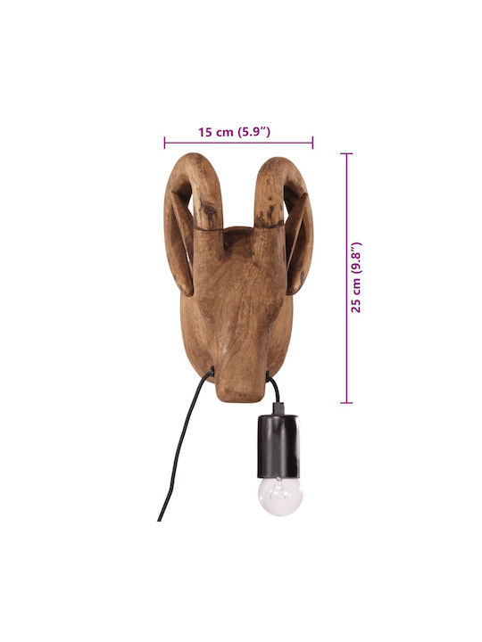 vidaXL Lamp Wall with Socket E27 Brown 15x24x25cm