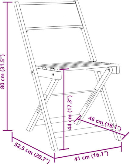 Outdoor-Stuhl Hölzernes Blue 2Stück 38x32.5x86εκ.