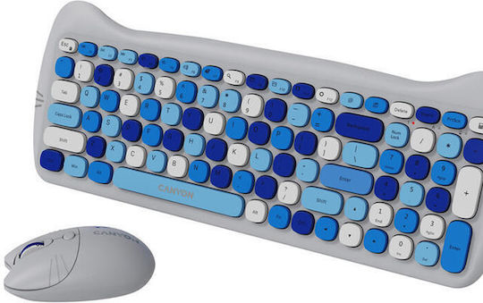 Canyon HSET-W6 Kitty Edition Kabellos Tastatur & Maus Set Englisch US Blau