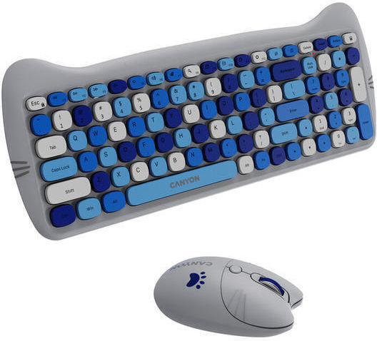 Canyon HSET-W6 Kitty Edition Kabellos Tastatur & Maus Set Englisch US Blau