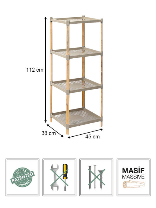 FixWood Boden Badezimmerregal Kunststoff 45x38x112cm Beige