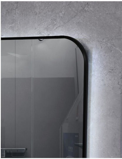 Sparke Rechteckiger Badezimmerspiegel LED Berührung aus Metall 50x90cm Schwarz