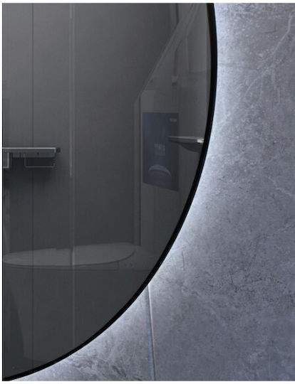 Sparke Runder Badezimmerspiegel LED Berührung aus Metall 60x60cm Schwarz