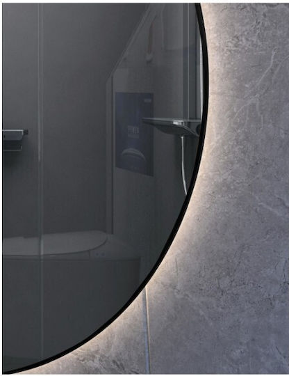 Sparke Runder Badezimmerspiegel LED Berührung aus Metall 60x60cm Schwarz