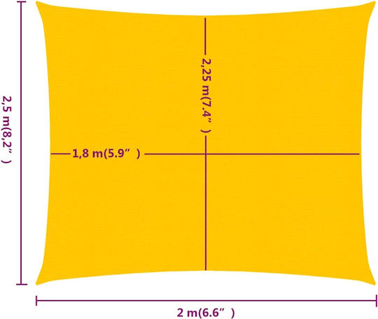 vidaXL Ορθογώνιο Πανί Σκίασης Κίτρινο 2x2.5m 160gr/m²