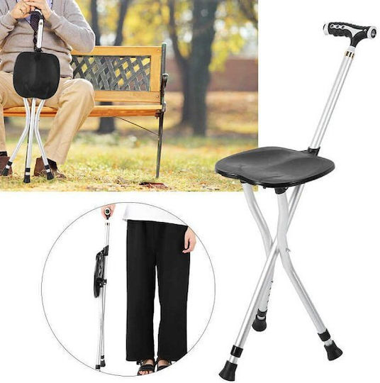 Baston pliabil cu scaun tripod din aluminiu pliabil cu lanternă LED