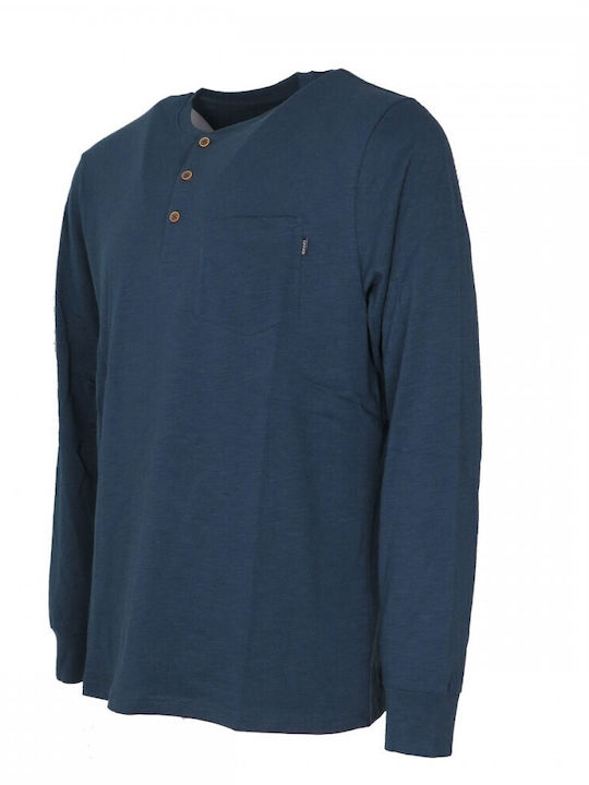 Tiffosi Men's Long Sleeve Blouse with Buttons Petrol Blue