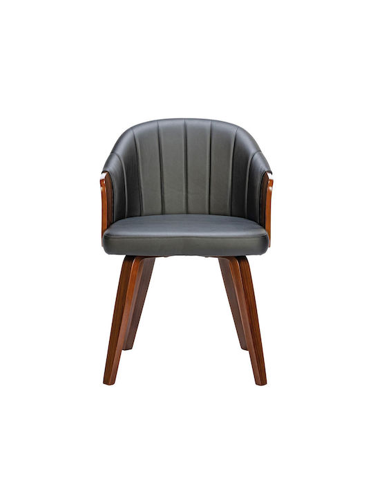 Enzo Dining Room Artificial Leather Chair Black Velvet-Black Metal 55x58x78cm