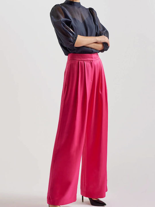 Ted Baker Γυναικείο Υφασμάτινο Παντελόνι Wide Ροζ