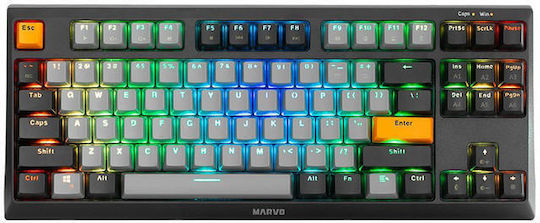 Marvo KG980 Гейминг Механична Клавиатура Без ключове с RGB подсветка (Английски US) Сив