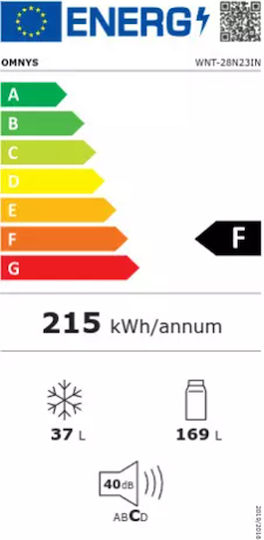 Omnys Ψυγείο Δίπορτο 206lt Υ143xΠ55xΒ56εκ. Inox WNT-28N23EIN