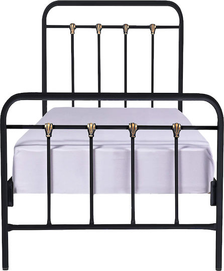 Amelie Einzelbett für Matratze 90x200cm Black/gold Amelie Einzelbett für Matratze 90x200cm Black/gold