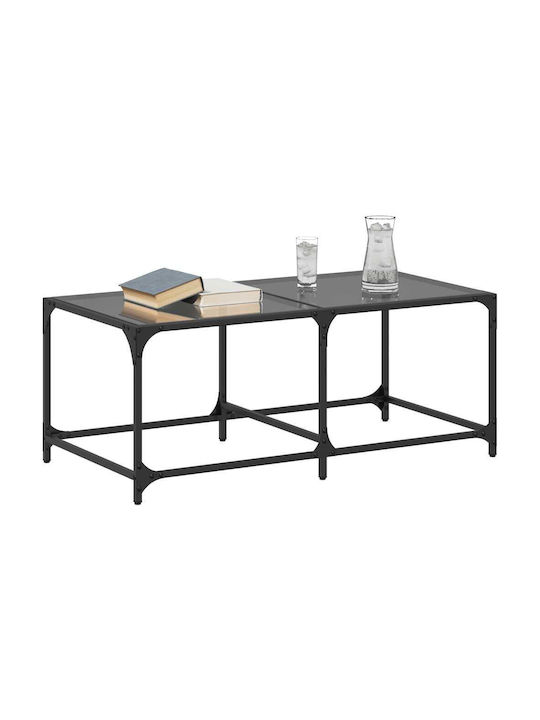 Rectangular Coffee Table Glass Black L98.5xW50xH40cm