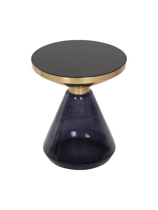 Masă Laterală Rotundă Demmy Din Sticlă Neagră și Mov M41xL41xÎ48cm
