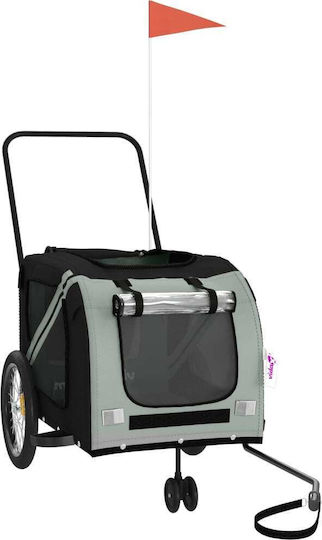 vidaXL Remorcă bicicletă pentru transport câine până la 45kg Gri M134xL72xA68cm.