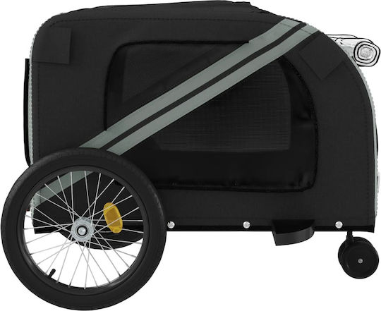 vidaXL Remorcă bicicletă pentru transport câine până la 45kg Gri M134xL72xA68cm.