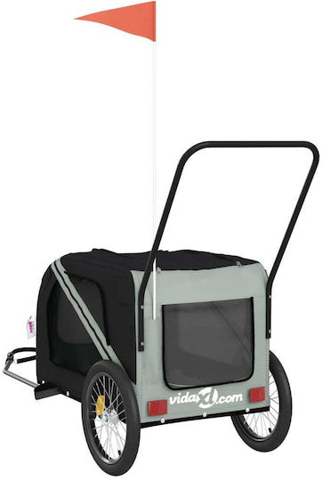 vidaXL Remorcă bicicletă pentru transport câine până la 45kg Gri M134xL72xA68cm.