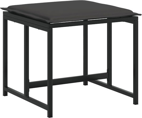 Scaun Metalic Cub Pentru Exterior Cu Pernă Negru 4 Bucăți 40x40x35cm