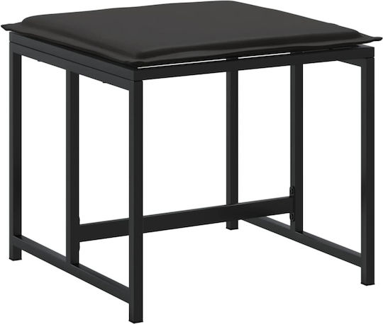 Scaun Metalic Cub Pentru Exterior Cu Pernă Negru 4 Bucăți 40x40x35cm