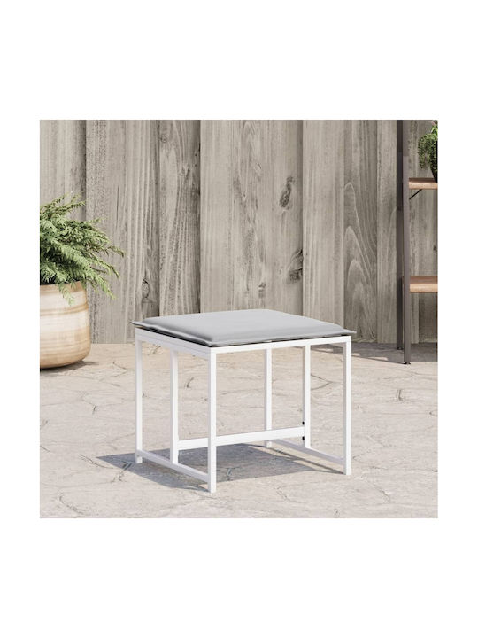 Metallic Cube Garden Stool with Cushion White 4 Pieces 40x40x35cm