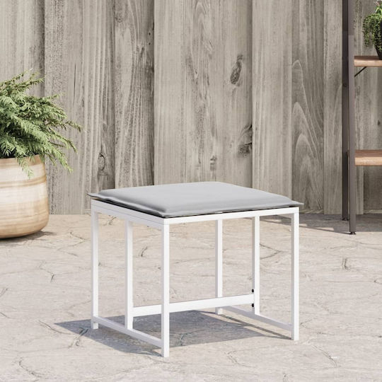 Metallic Cube Garden Stool with Cushion White 4 Pieces 40x40x35cm