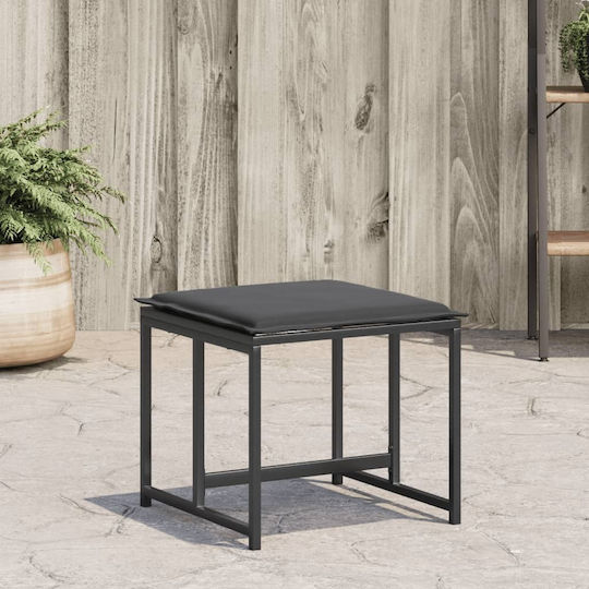 Scaun Metalic Cub Pentru Exterior Cu Pernă Negru 4 Bucăți 40x40x35cm