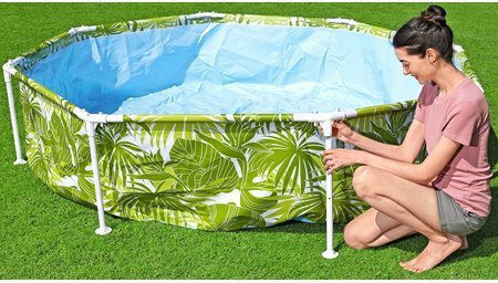 Bestway Copii Round Piscină PVC cu cadru metalic 244x51buc Verde