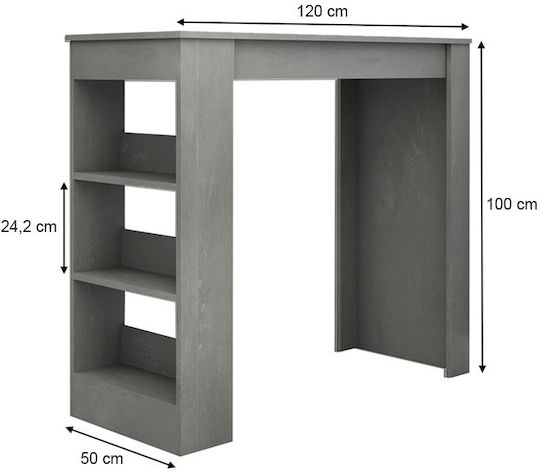 Deep Table Bar Wooden Gray 120x50x100cm
