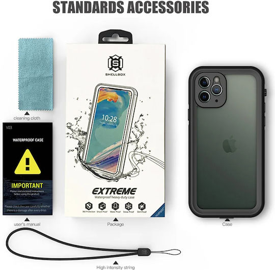 Shellbox Umschlag Rückseite Silikon / Kunststoff Wasserdicht Schwarz (iPhone 14 Pro Max)