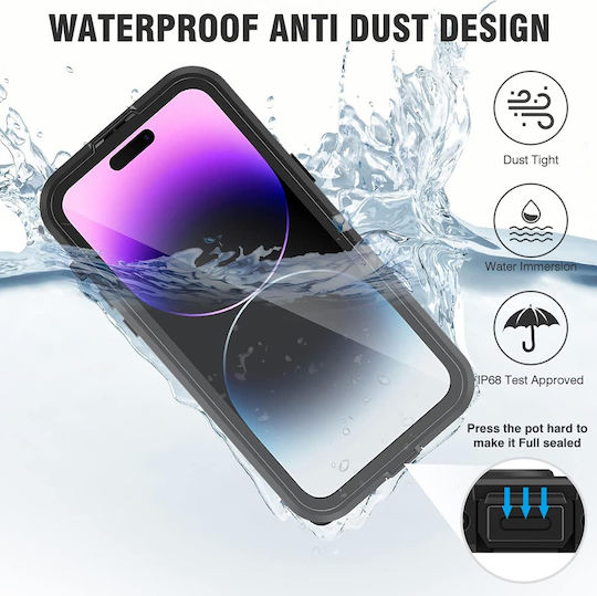 Shellbox Umschlag Rückseite Silikon / Kunststoff Wasserdicht Schwarz (iPhone 14 Pro Max)