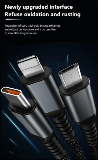 Andowl Q-sj150 Geflochten USB zu Blitzschlag / Typ-C,TC-TC / Micro-USB Kabel 1.5m