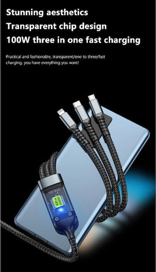 Andowl Q-sj150 Geflochten USB zu Blitzschlag / Typ-C,TC-TC / Micro-USB Kabel 1.5m