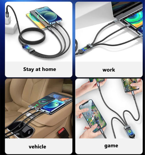 Andowl Q-sj150 Geflochten USB zu Blitzschlag / Typ-C,TC-TC / Micro-USB Kabel 1.5m