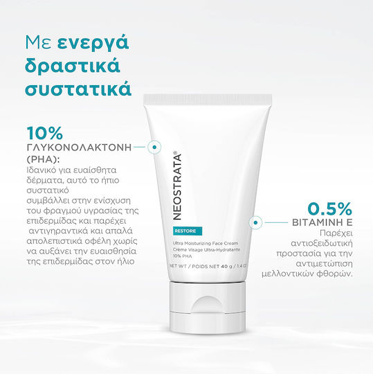 Neostrata Restore Ultra Moisturizing Κρέμα Προσώπου Ημέρας για Ενυδάτωση, Αντιγήρανση & Ανάπλαση με AHA & Βιταμίνη E 40gr
