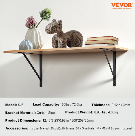 Vevor Heavy-Duty Metallic Corner Shelf Black 308x209mm 10pcs SJZJGBZJYGHWL2R9GV0