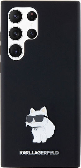 Karl Lagerfeld Choupette Umschlag Rückseite Silikon Schwarz (Galaxy S23 Ultra)