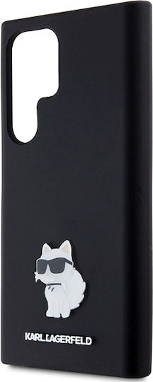 Karl Lagerfeld Choupette Umschlag Rückseite Silikon Schwarz (Galaxy S23 Ultra)
