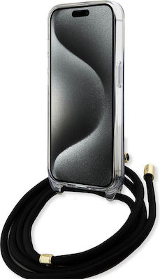 Guess Plastic Back Cover with Strap Black (iPhone 15 Pro Max)